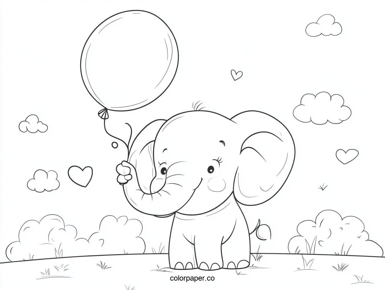 Baby Elephant with Balloon