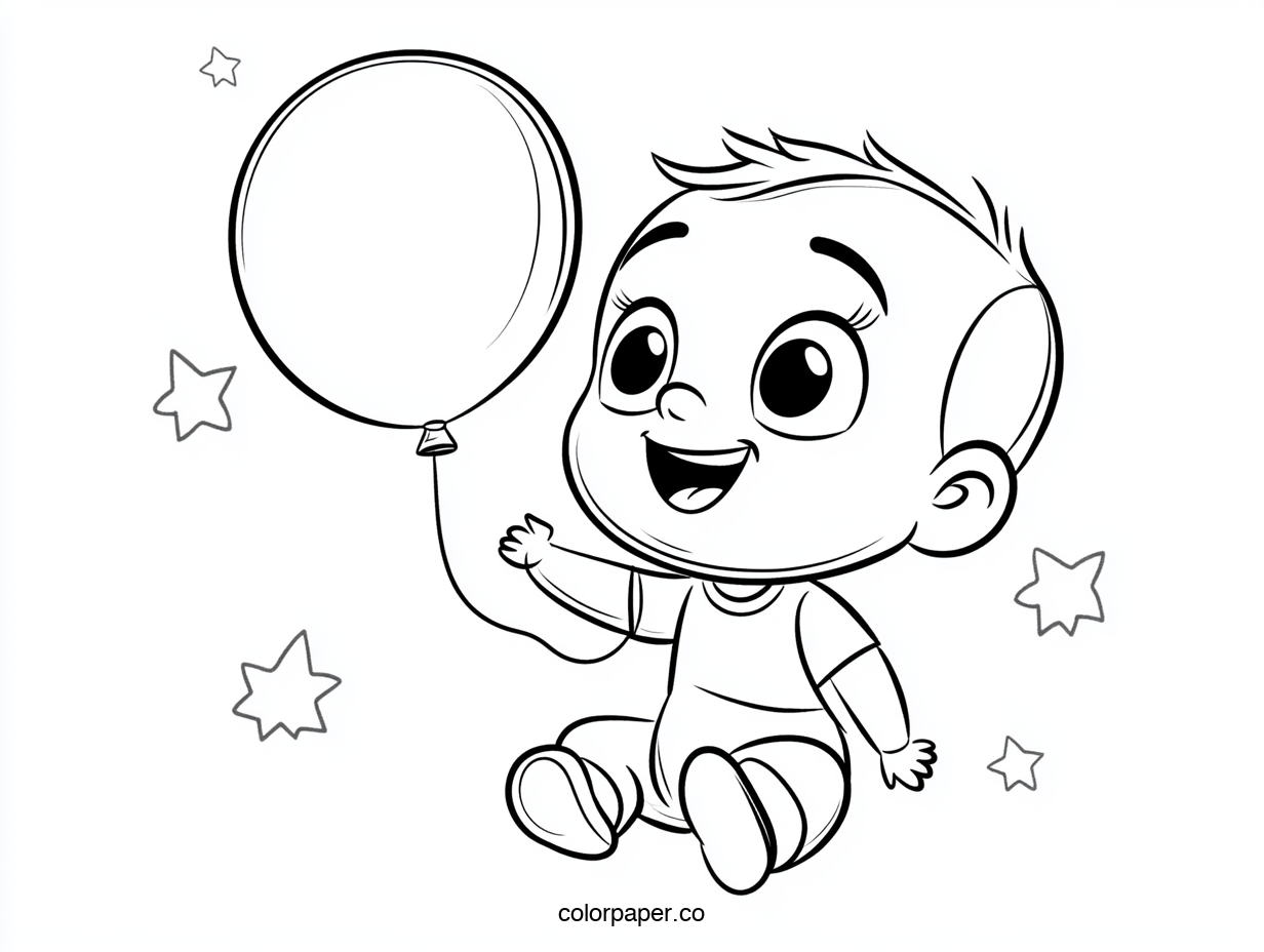 Baby Holding a Balloon