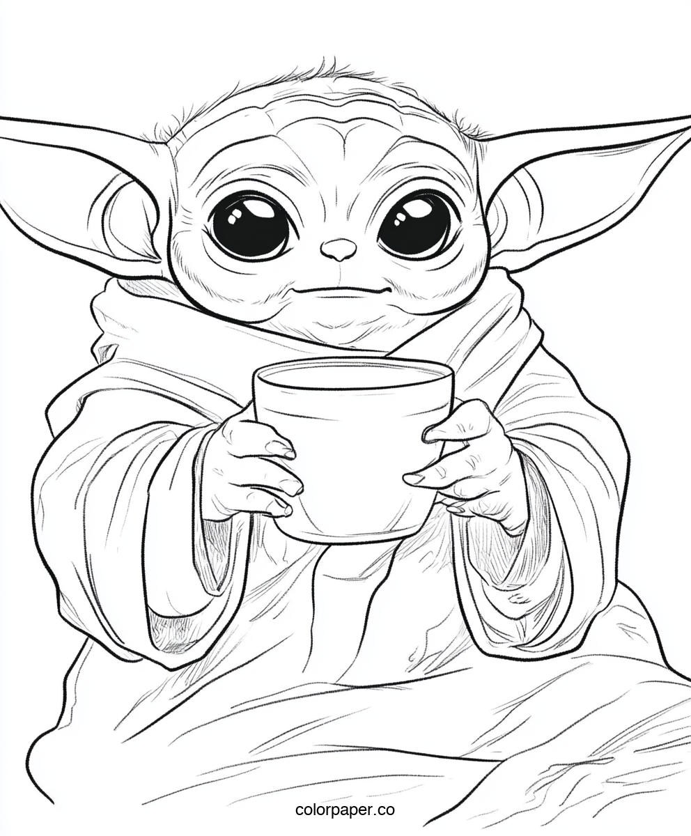 Baby Yoda Holding a Cup