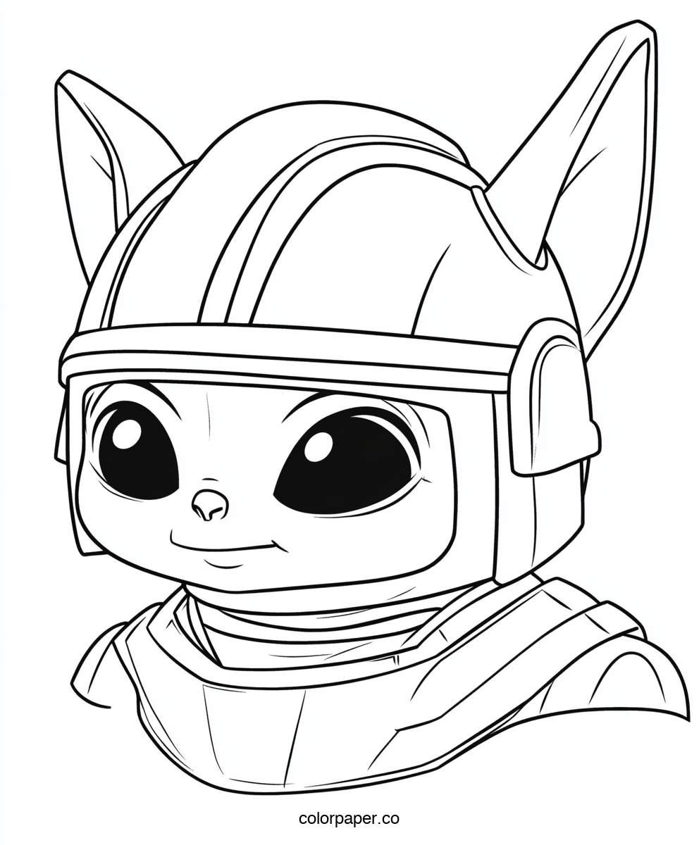 Baby Yoda in a Mandalorian Helmet