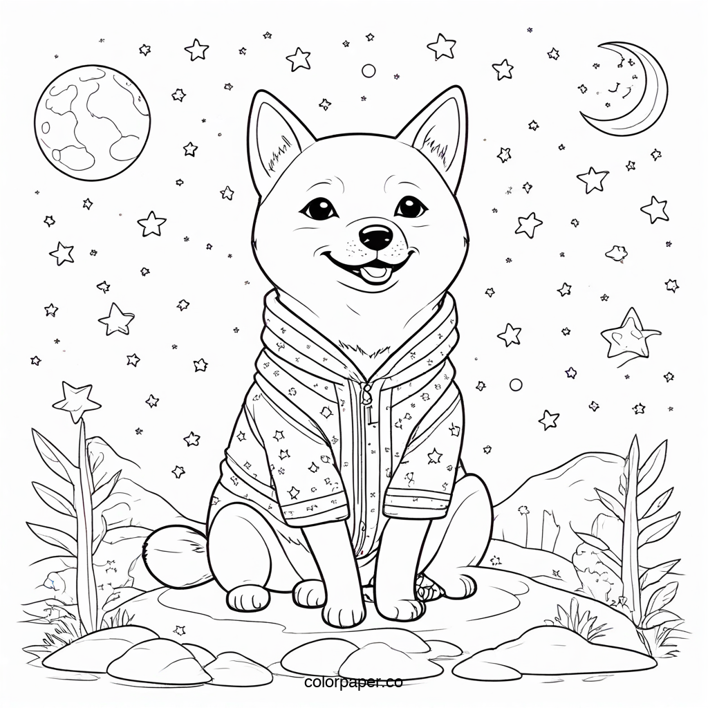 Charming Shiba Inu Pajama Scene