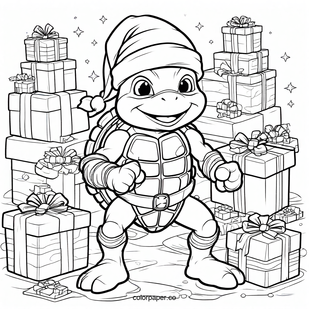 Festive Turtle Warrior Christmas Time