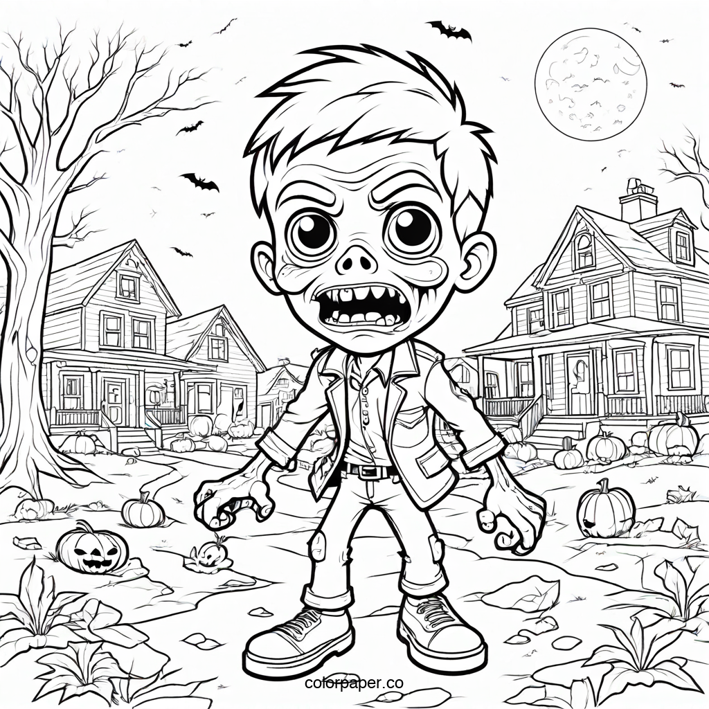 Spooky Halloween Zombie Scene