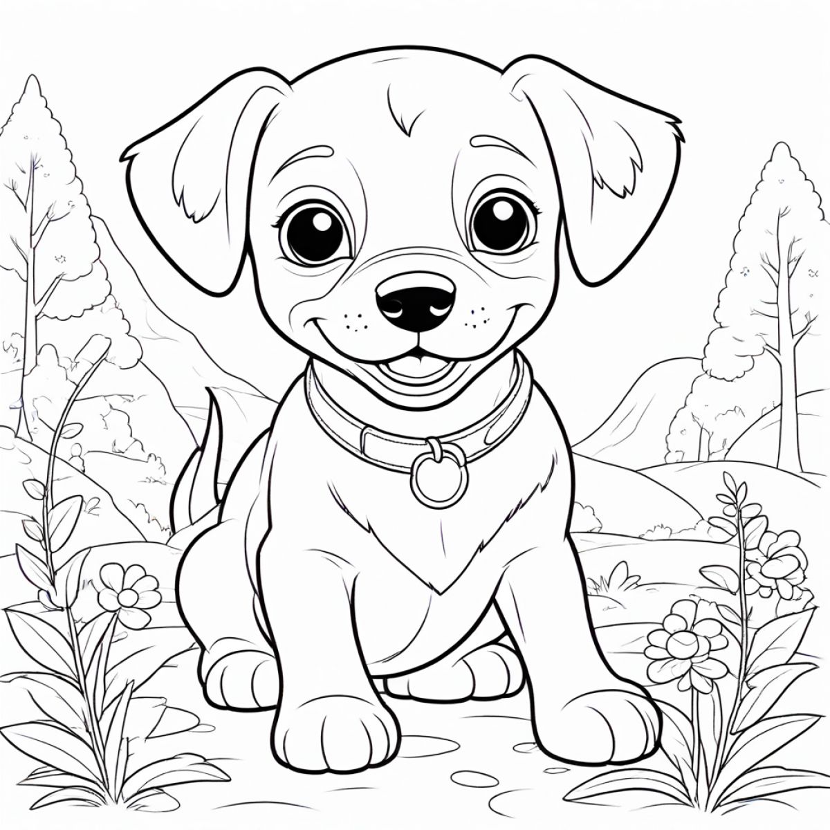 Adorable Puppy Cartoon Coloring Fun