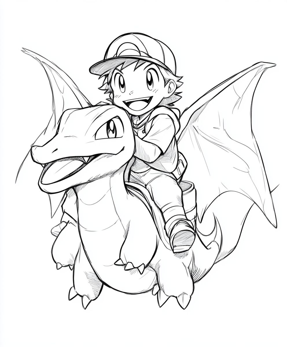 Ash Riding on Charizard's Back