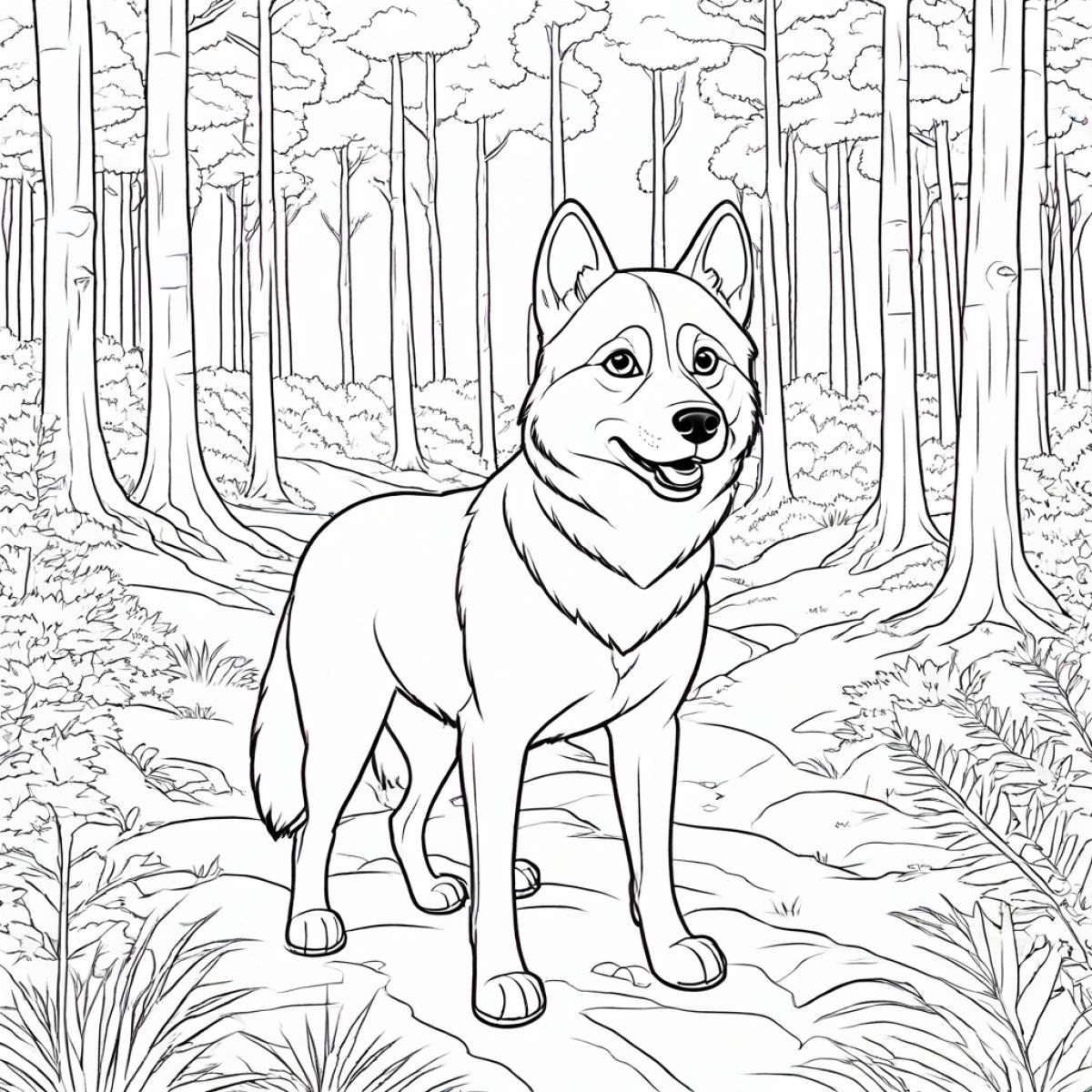 Charming Husky Wilderness Scene