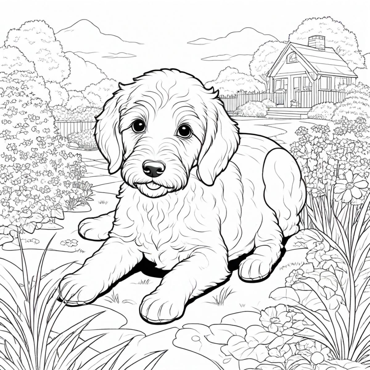 Charming Labradoodle Puppy Scene