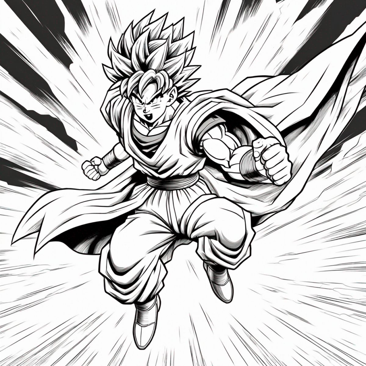 Goku Flying with Cape