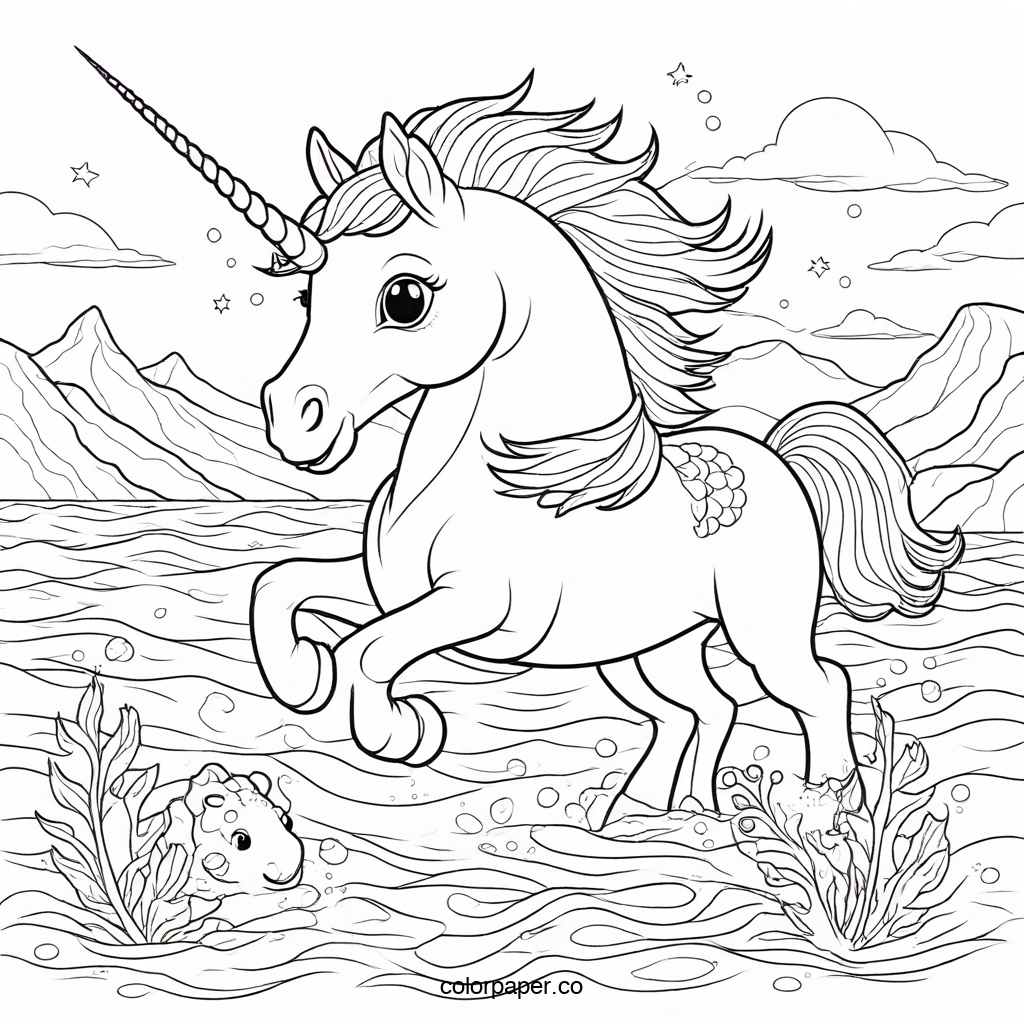 Whimsical Unicorn Seahorse Fantasy